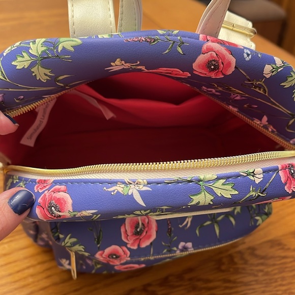 Rare Disney Loungelfy blue floral tinker bell mini backpack. Great condition. - Picture 3 of 7